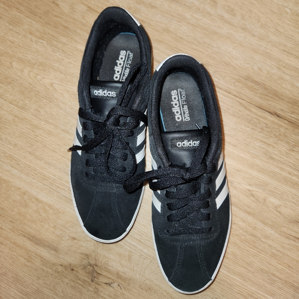Adidas Suede Courtset Ortholite Float Low Black Sneakers / Women's 7.5